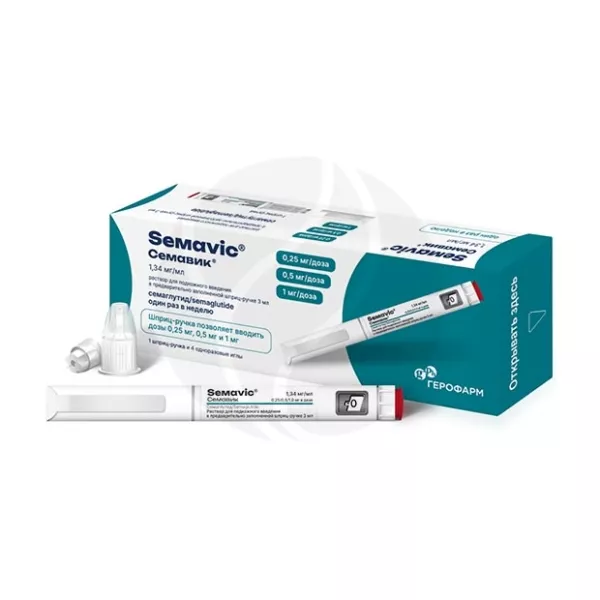 Изображение товара Семавик раствор для подкожного введения 1,34 мг/мл 3 мл №1 + 4 иглы