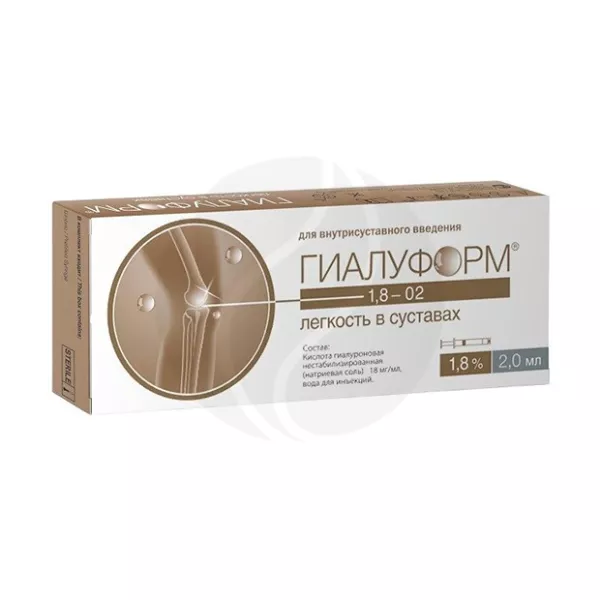 Изображение товара Гиалуформ 1,8% гель для внутрисуставных инъекций 2мл №1