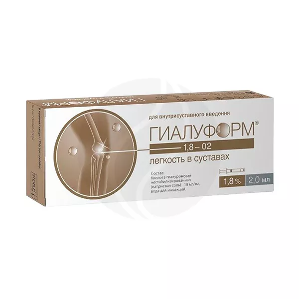 Изображение товара Гиалуформ 1,8% гель для внутрисуставных инъекций 2мл №1
