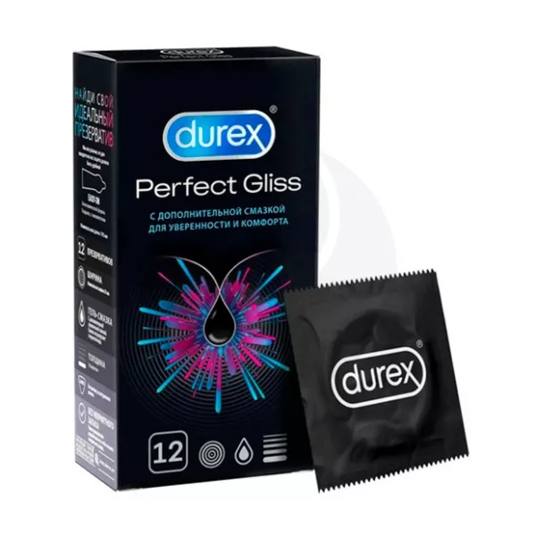 Изображение товара Durex Perfect Gliss презервативы утолщенные с дополнительной смазкой, №12