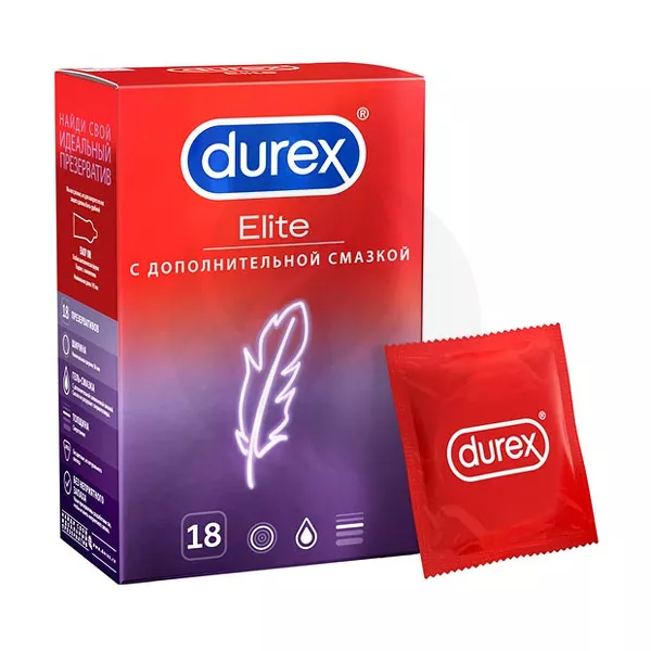 Изображение товара Durex Elite презервативы тонкие анатомическая форма 18 шт Изображение товара Durex Elite презервативы тонкие анатомическая форма 18 шт