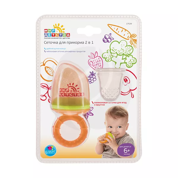 Изображение товара Мир Детства Сеточка для прикорма 2в1 цвет 6+ мес удобное питание малыша Изображение товара Мир Детства Сеточка для прикорма 2в1 цвет 6+ мес удобное питание малыша