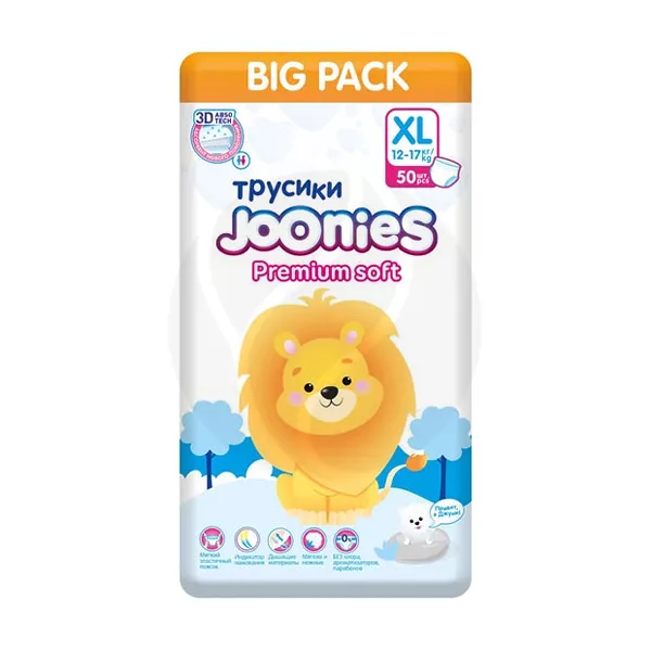 Изображение товара Joonies Premium Soft подгузники р.XL 12-17 кг 50 шт универсальные мягкие трусики для детей