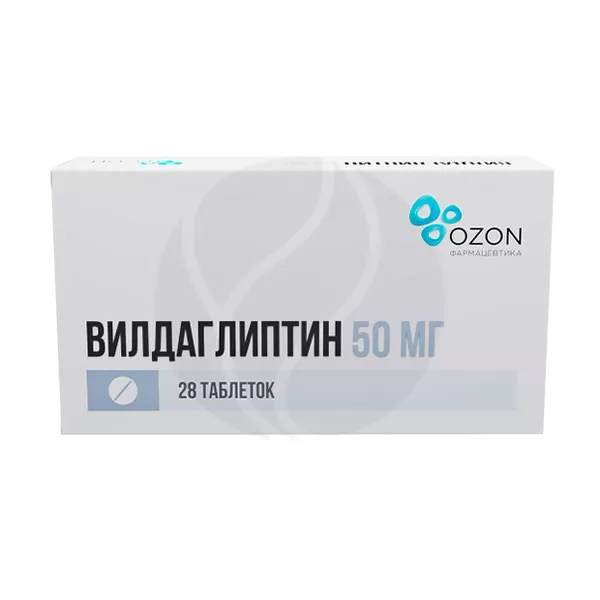 Изображение товара Вилдаглиптин таблетки 50мг, №28 Изображение товара Вилдаглиптин таблетки 50мг, №28