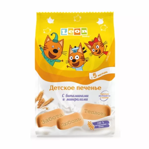 Изображение товара Leon Baby печенье Три кота с витаминами и минералами (5+мес), 120г