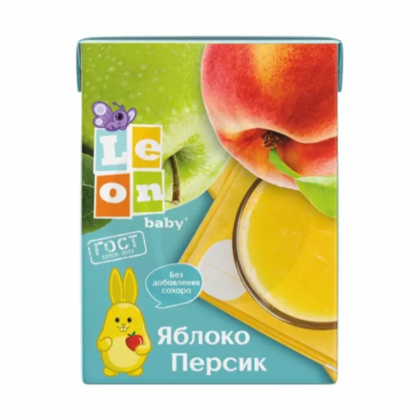 Leon Baby сок яблочно-персиковый (с 3 лет), 0.2л