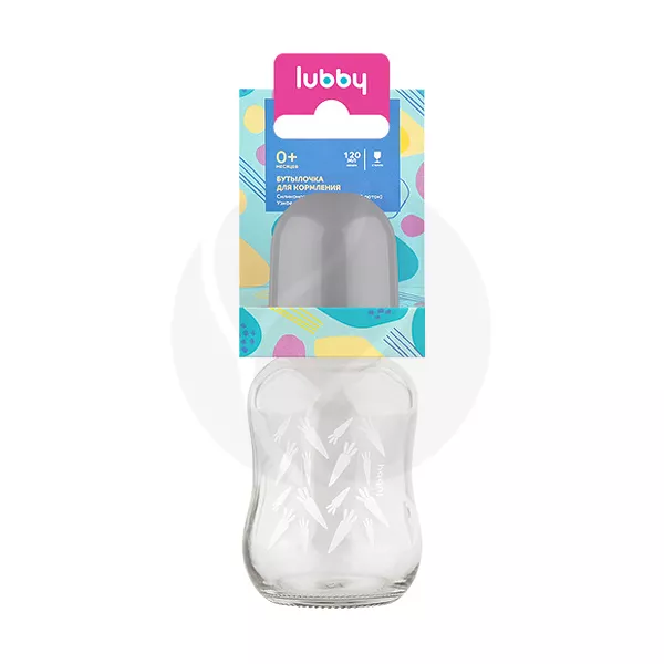 Изображение товара Lubby бутылочка для кормления стеклянная с силиконовой соской (0+), 120мл Изображение товара Lubby бутылочка для кормления стеклянная с силиконовой соской (0+), 120мл