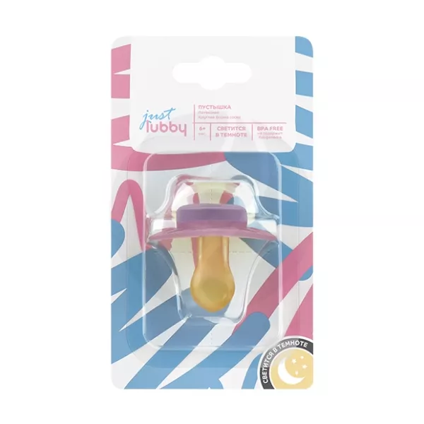Изображение товара Lubby пустышка латексная светящаяся с круглой соской, цвет в ассортименте (6+мес)