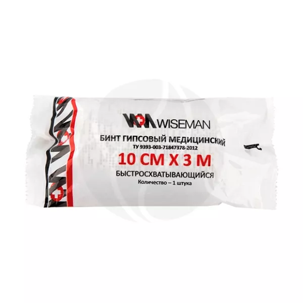 Изображение товара Гипсовый нестерильный бинт Wiseman 10см 3м быстросхватывающий