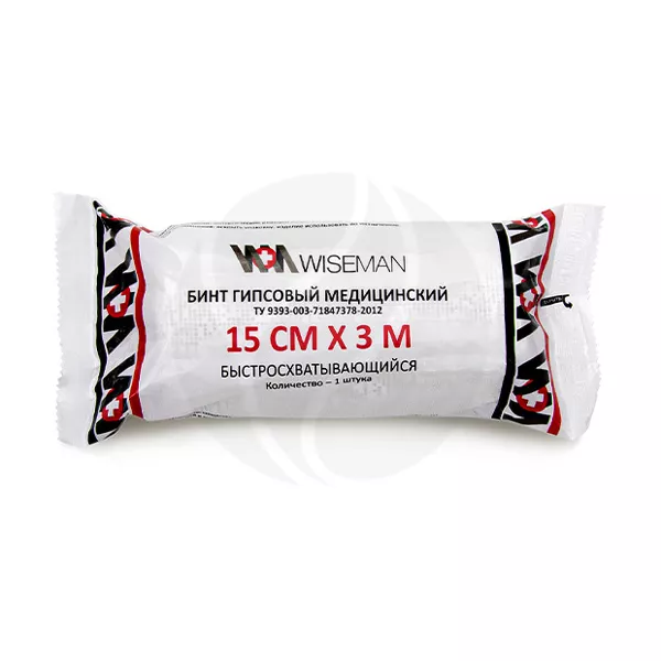 Изображение товара Wiseman бинт нестерильный гипсовый медицинский быстросхватывающийся 15см*3м, №1