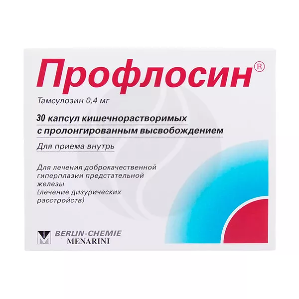 Изображение товара Профлосин капсулы кишечнораств. с пролон. высвоб. 0.4мг, №30 Изображение товара Профлосин капсулы кишечнораств. с пролон. высвоб. 0.4мг, №30
