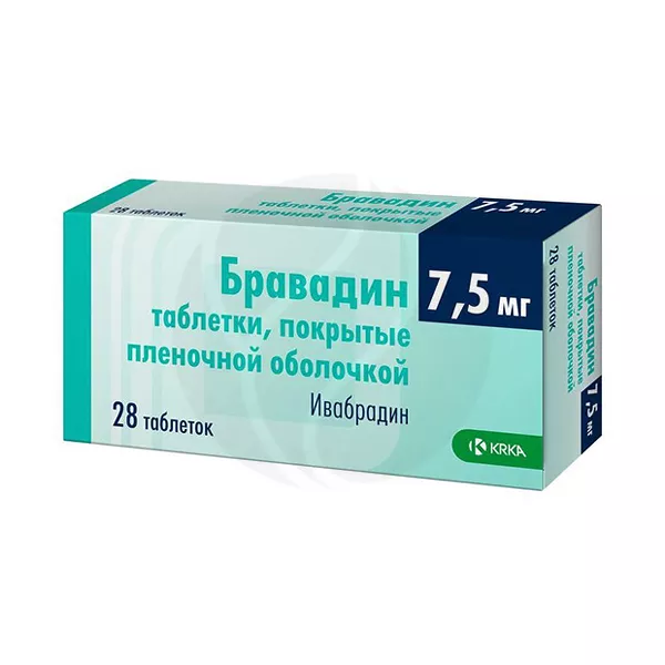 Изображение товара Бравадин таблетки покрыт. п/о 7,5мг, №28 Изображение товара Бравадин таблетки покрыт. п/о 7,5мг, №28