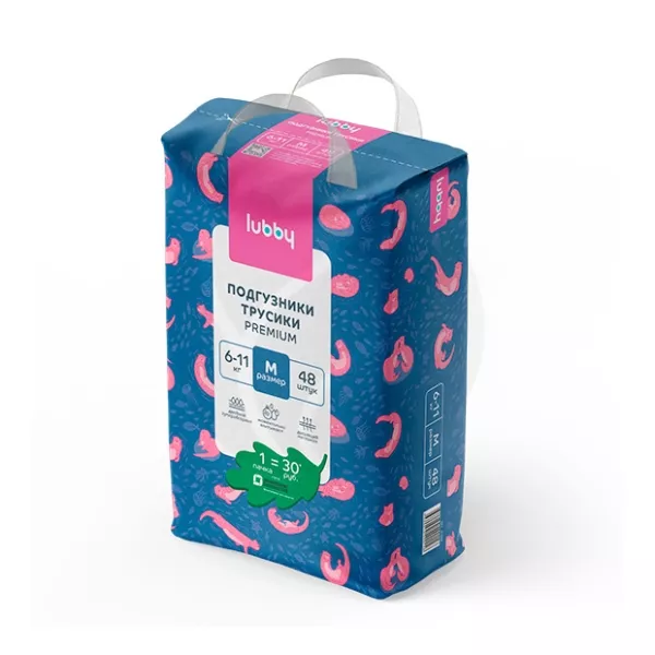 Изображение товара Lubby Premium подгузники-трусики р.М (6-11кг), 48 шт Изображение товара Lubby Premium подгузники-трусики р.М (6-11кг), 48 шт