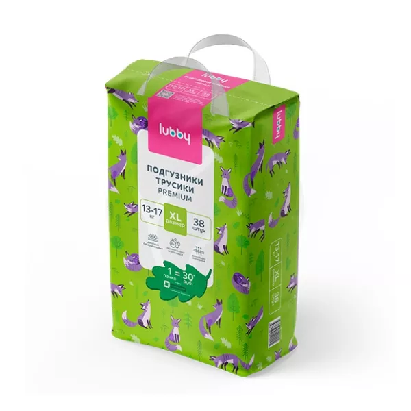 Изображение товара Подгузники-трусики Lubby Premium XL, 13-17 кг, 38 шт, анатомическая форма