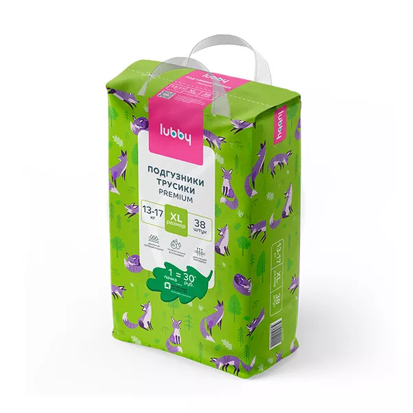 Изображение товара Подгузники-трусики Lubby Premium р ХL 13-17 кг 38 шт для дневного и ночного использования