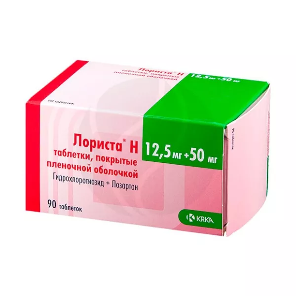 Изображение товара Лориста Н таблетки 12,5мг+50мг №90 – комбинированный антигипертензивный препарат