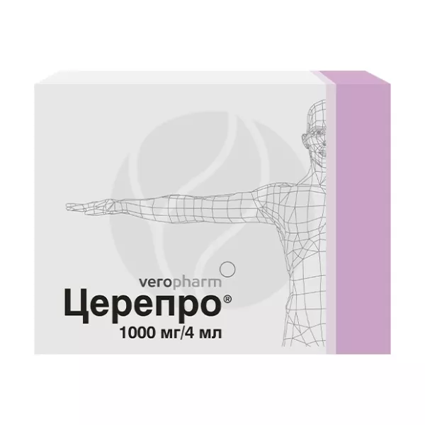 Изображение товара Церепро раствор для внутривенного и внутримышечного введения 250мг/мл, 4мл, 5 шт