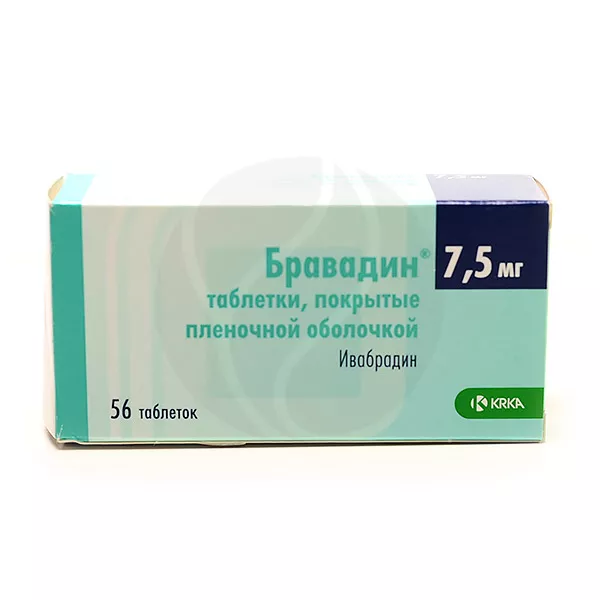 Изображение товара Бравадин таблетки покрыт. п/о 7,5мг, №56 Изображение товара Бравадин таблетки покрыт. п/о 7,5мг, №56