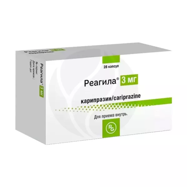 Изображение товара Реагила капсулы 3мг №28 - лечение шизофрении и биполярных расстройств