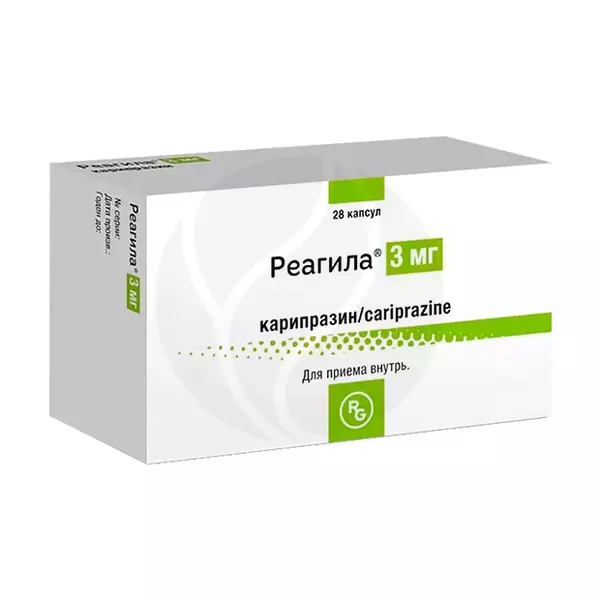 Изображение товара Реагила капсулы 3мг №28 - лечение шизофрении и биполярных расстройств Изображение товара Реагила капсулы 3мг №28 - лечение шизофрении и биполярных расстройств