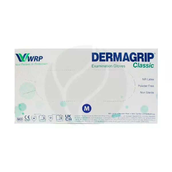 Изображение товара Dermagrip Classic латексные смотровые перчатки нестерильные неопудренные, размер М