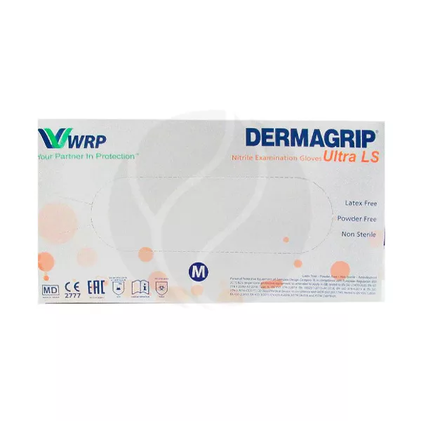 Изображение товара Dermagrip Ultra LS перчатки смотровые нитриловые нестерильные размер М Изображение товара Dermagrip Ultra LS перчатки смотровые нитриловые нестерильные размер М