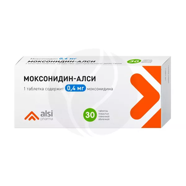 Изображение товара Лекарственный Моксонидин-АЛСИ 0,4 мг таблетки покрытые пленочной оболочкой Изображение товара Лекарственный Моксонидин-АЛСИ 0,4 мг таблетки покрытые пленочной оболочкой
