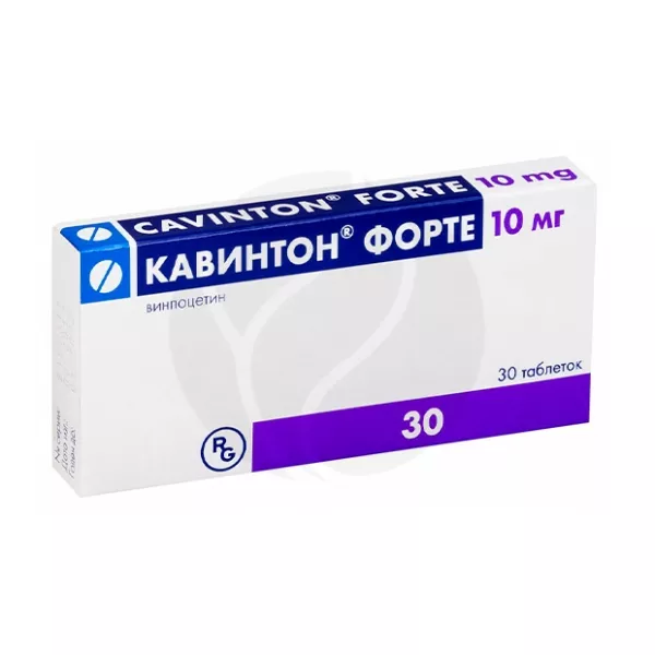 Изображение товара Кавинтон Форте таблетки 10мг, №30 Изображение товара Кавинтон Форте таблетки 10мг, №30