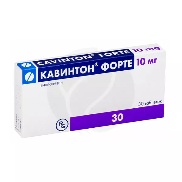 Изображение товара Кавинтон форте 10мг таблетки 30 шт - улучшение кровообращения мозга