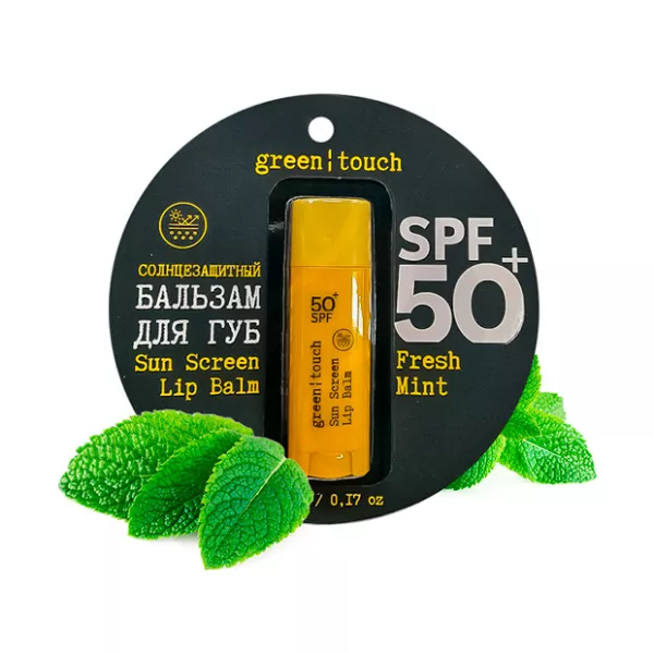 Изображение товара Губной бальзам Green Touch Свежая мята SPF50, 4.8г солнцезащитное средство уход для губ