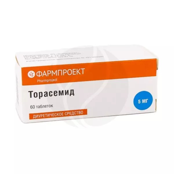 Изображение товара Торасемид таблетки 5 мг, 60 шт - эффективное диуретическое средство для лечения отеков и гипертензи