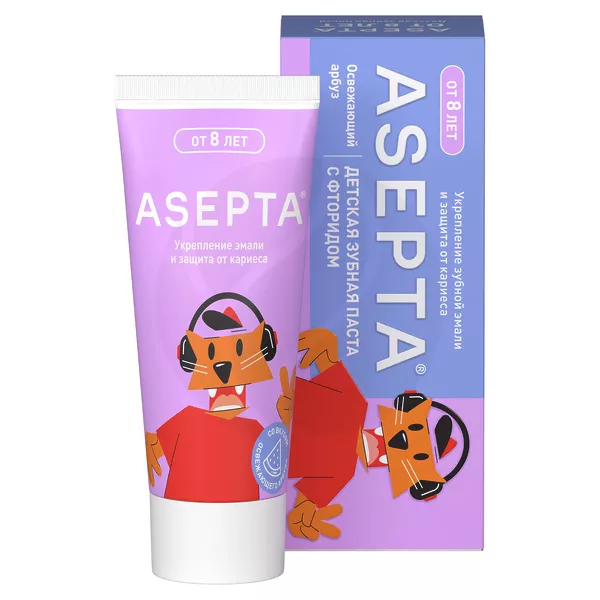 Изображение товара Asepta Ultra Care Детская зубная паста с фторидом (8+), вкус Освежающий арбуз, 50мл Изображение товара Asepta Ultra Care Детская зубная паста с фторидом (8+), вкус Освежающий арбуз, 50мл