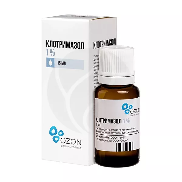Изображение товара Клотримазол раствор д/наружн. прим. 1%, 15мл Изображение товара Клотримазол раствор д/наружн. прим. 1%, 15мл