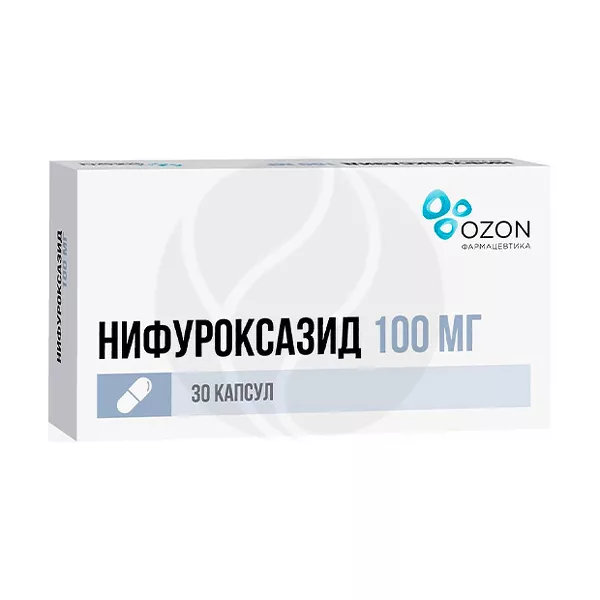 Изображение товара Нифуроксазид капсулы 100мг, №30 Изображение товара Нифуроксазид капсулы 100мг, №30