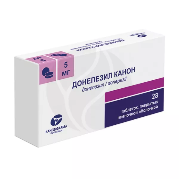 Изображение товара Донепезил Канон 5 мг таблетки покрытые пленочной оболочкой 28 шт для лечения деменции