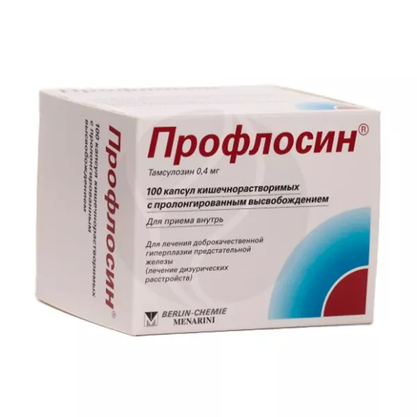 Изображение товара Капсулы кишечнорастворимые с пролонгированным высвобождением 0,4 мг Профлосин Изображение товара Капсулы кишечнорастворимые с пролонгированным высвобождением 0,4 мг Профлосин