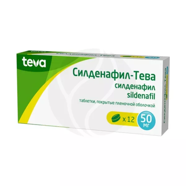 Изображение товара Силденафил Тева таблетки покрыт. п/о 50мг, №12