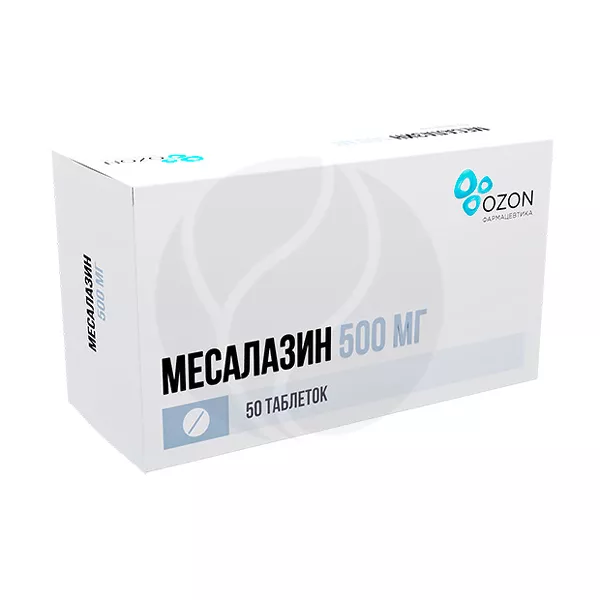 Изображение товара Месалазин таблетки покрыт.кишечнораствор. 500 мг №50 для лечения воспалительных заболеваний кишечни Изображение товара Месалазин таблетки покрыт.кишечнораствор. 500 мг №50 для лечения воспалительных заболеваний кишечни