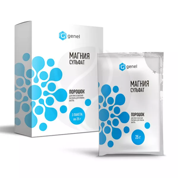 Изображение товара Магния сульфат порошок д/пригот. р-ра д/приема внутрь 25мг, №3
