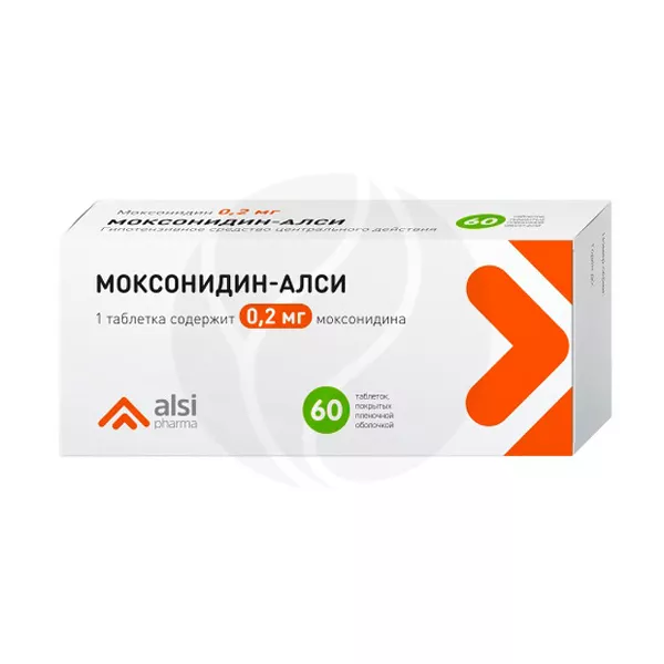 Изображение товара Моксонидин-Алси таблетки 0,2 мг №60 гипотензивное средство центрального действия Изображение товара Моксонидин-Алси таблетки 0,2 мг №60 гипотензивное средство центрального действия