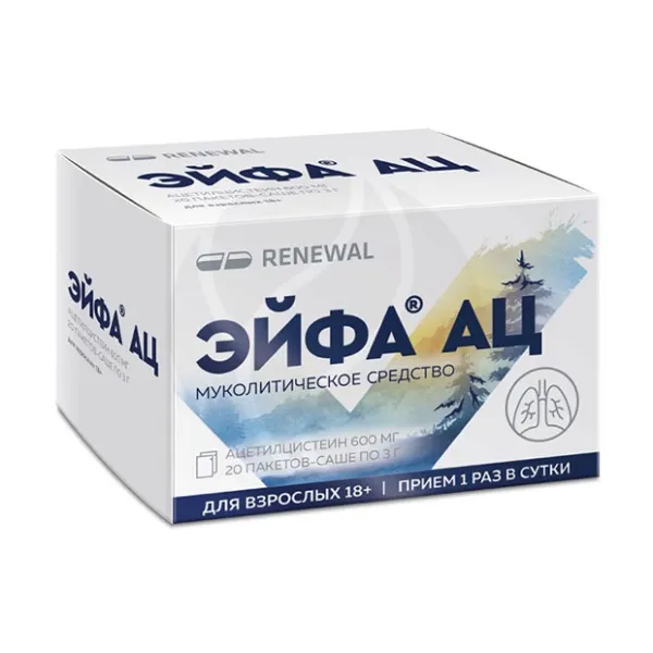 Изображение товара Эйфа АЦ 600 мг гранулы для раствора муколитическое средство 20 саше