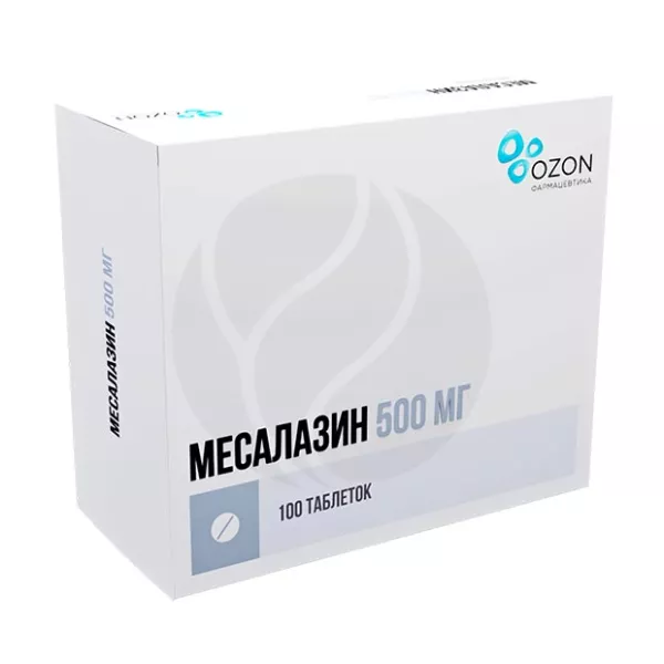 Изображение товара Месалазин таблетки покрыт.кишечнораств.об. 500мг, №100 Изображение товара Месалазин таблетки покрыт.кишечнораств.об. 500мг, №100