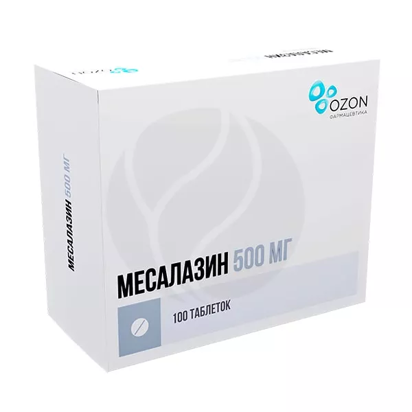 Изображение товара Месалазин таблетки покрыт.кишечнораств.об. 500мг, №100 Изображение товара Месалазин таблетки покрыт.кишечнораств.об. 500мг, №100