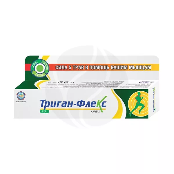 Изображение товара Крем Триган-Флекс для мышц и суставов 25г - противовоспалительный и обезболивающий препарат Изображение товара Крем Триган-Флекс для мышц и суставов 25г - противовоспалительный и обезболивающий препарат