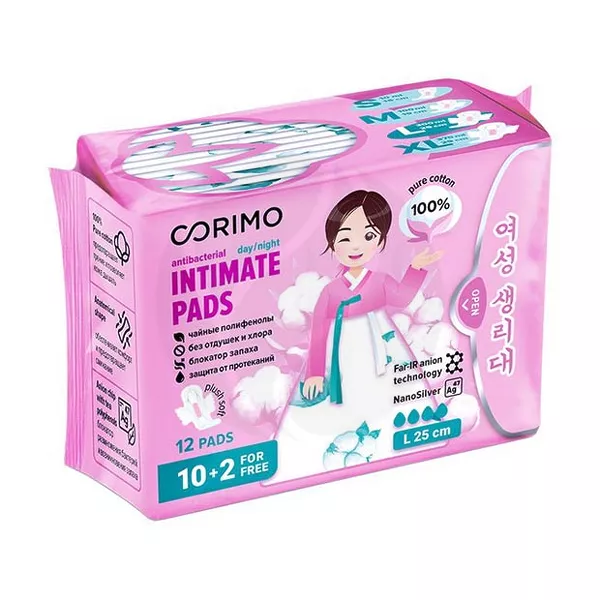 Изображение товара Corimo гипоаллергенные анатомические гигиенические прокладки L 25 см 12 шт Изображение товара Corimo гипоаллергенные анатомические гигиенические прокладки L 25 см 12 шт