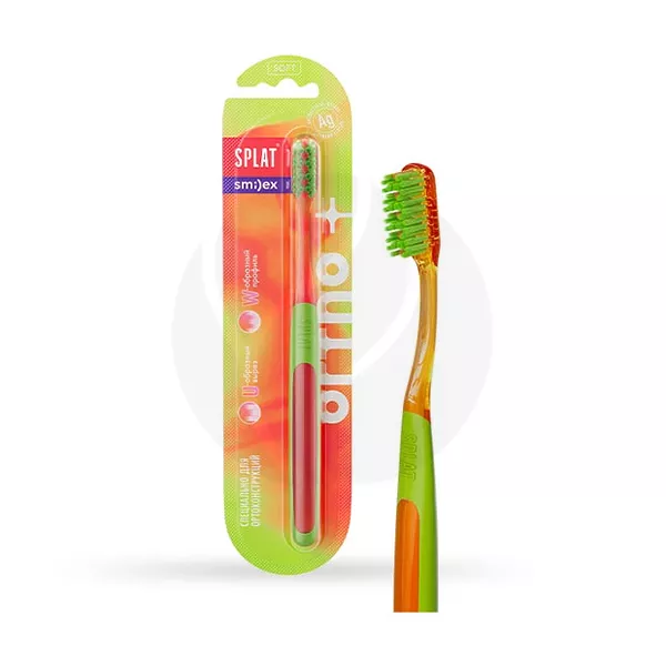 Изображение товара Splat Smilex Ortho+ зубная щетка ортодонтическая мягкая Изображение товара Splat Smilex Ortho+ зубная щетка ортодонтическая мягкая
