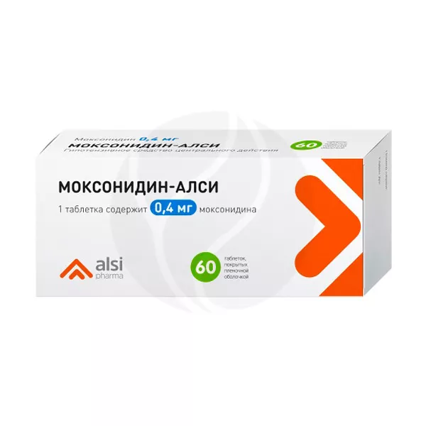 Изображение товара Моксонидин-Алси таблетки покрыт. п/о 0,4мг, №60 Изображение товара Моксонидин-Алси таблетки покрыт. п/о 0,4мг, №60