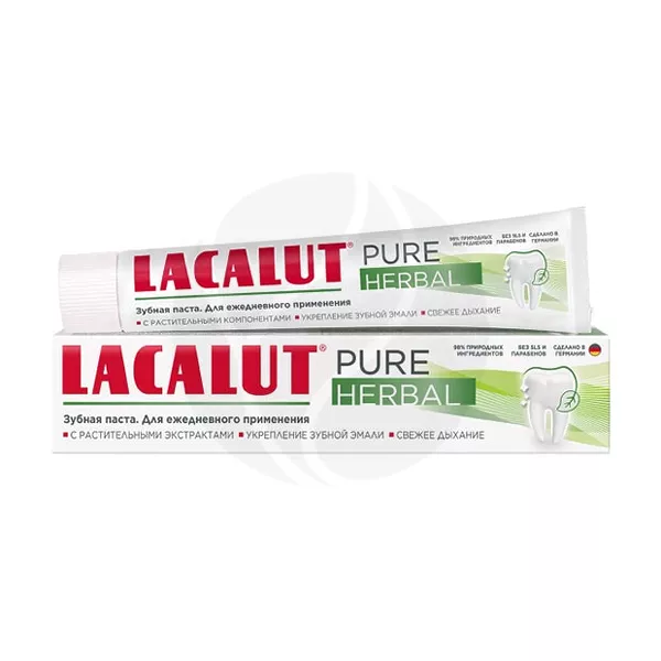 Изображение товара Lacalut Pure Herbal зубная паста с растительными экстрактами, 75мл Изображение товара Lacalut Pure Herbal зубная паста с растительными экстрактами, 75мл