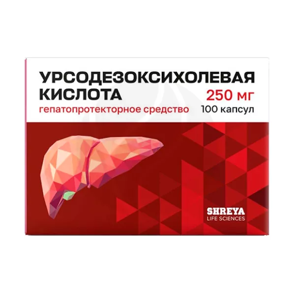 Изображение товара Капсулы Урсодезоксихолевая кислота Шрея 250мг для лечения печени и камней Изображение товара Капсулы Урсодезоксихолевая кислота Шрея 250мг для лечения печени и камней