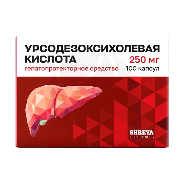 Изображение товара Капсулы Урсодезоксихолевая кислота Шрея 250мг для лечения печени и камней Изображение товара Капсулы Урсодезоксихолевая кислота Шрея 250мг для лечения печени и камней